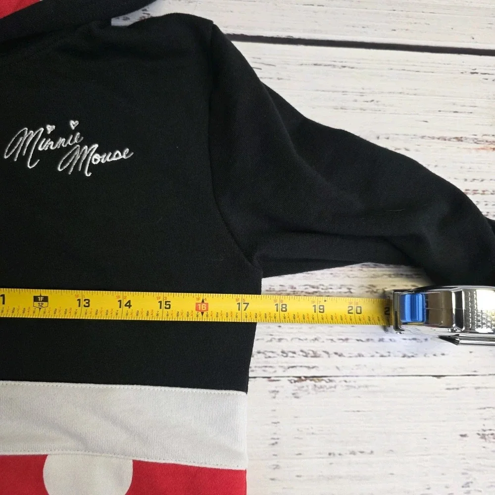 Minnie Mouse Zip Up Ears & Bow‎ Hoodie Official Disney Polka Dots Kids Large